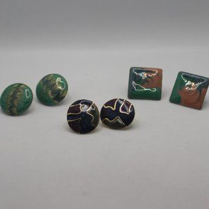 Vintage Three Pair of Enamel Earrings